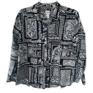 Chico’s Black White Buttondown shirt size L
